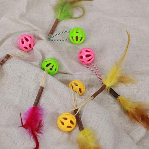 3-in-1 Cat Toy Balls, Colorful Lattice, 6 Pcs