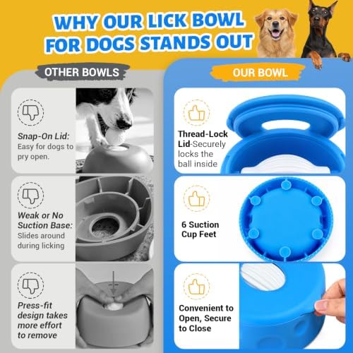 Slow Feed Dog Bowl with Rolling Ball, Dog Lick Bowl for Medium & Large Dog