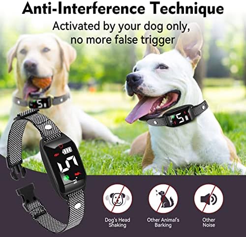 Anti Barking Training Collar - Beep Vibration Shock, Rechargeable, 5 Adjustable Sensitivity, Smart Bark Collar for Large, Medium, Small Dogs