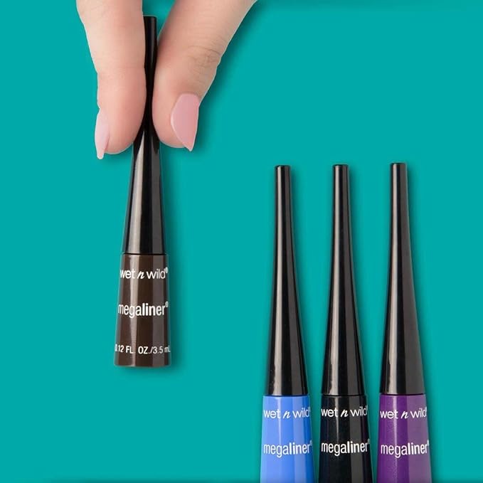 wet n wild MegaLiner Liquid Eyeliner - Metallic, Cosmic Black (Pack of 2)
