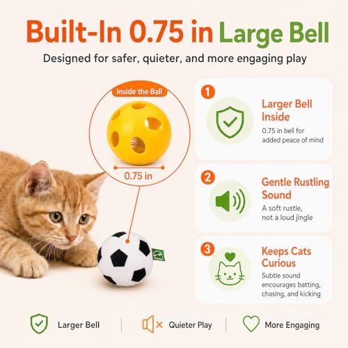 Agape Organic Catnip & Silvervine Filled Cat Toy Balls with Bell Sound