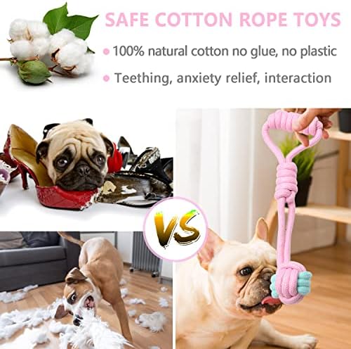 Puppy Teething Chew Toys for Small Dogs - Interactive Rope Toy, Balls, Ring, and Storage Basket (C)