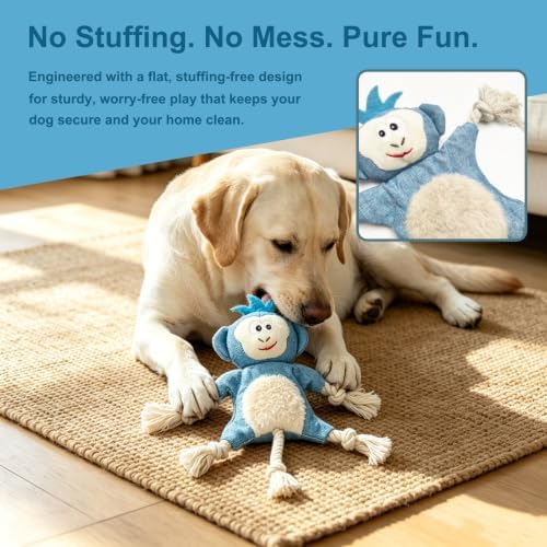 No Stuffing Crinkle Squeaky Dog Toy for Small Medium Puppies,（Monkey）