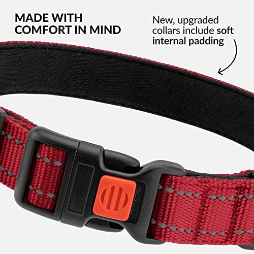 Reflective Dog Collar, Quick-Release Buckle (Red, 12-16 Inch)