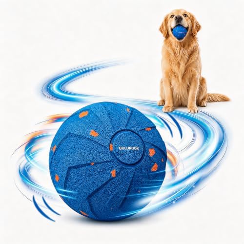 Interactive Dog Ball Toy, Automatic Rolling & Bouncing, 3.2" Blue, E-TPU