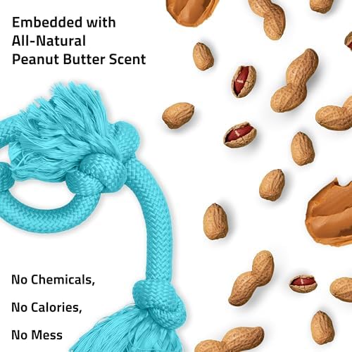 Playology Tug Rope Dog Toys for Large Breeds - Mega, Peanut Butter Scent