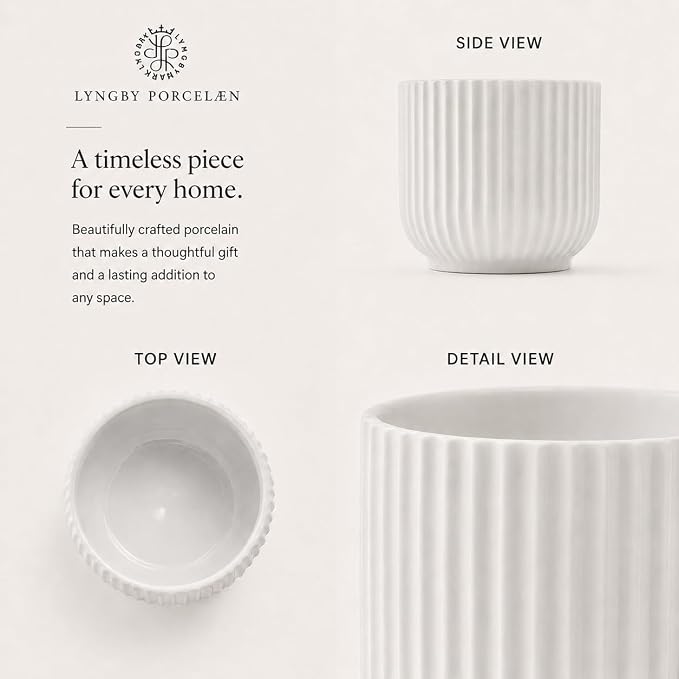 Lyngby Porcelaen Flowerpot | White Porcelain | 4.5 Inches
