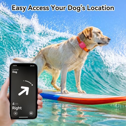 DDJ 4-Pack Dog Collar Holder for UGREEN Tracker Tags, Waterproof & Anti-Lost, Durable Silicone Case for UGREEN Tags for Cat & Pet Collars, Lightweight, Without Shaking, Black, Pink Punch, Blue, Orange