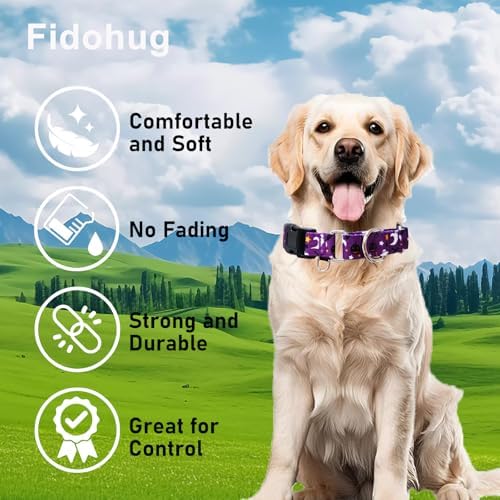 Halloween Martingale Collar for Dogs with Buckle Adjustable Holiday Dog Collars (Purple Ghost, Medium)