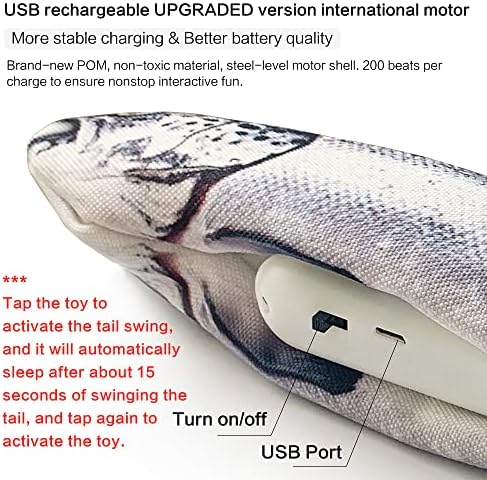 Petgravity Electric Moving Dog Fish Toy 2 Pack with Updated Motor Realistic Flopping Fish Oxford Cloth Interactive Dog Toys Pet Toys for Small Dogs (with a Washable Spare Cover)