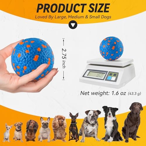 FUSOTO 4Pcs Dog Balls, Tennis Balls for Dog, Blue