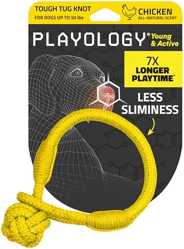 Playology Dog Rope Toy Tug Knot for Puppies - Medium, Chicken Scent