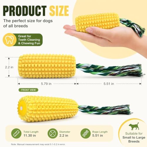 1 Piece Corn Dog Chew Toy for Dogs - Interactive Floating Teething Toy, Durable TPR Chew Toy for Aggressive Chewers, Puppy Teething & Dental Care Toy for Small Medium Large Dogs, 5.6x5.6x14.7cm