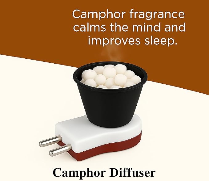 Electric Wooden Camphor Burner & Essential Oil Diffuser | Kapoor Dani for Pooja, Havan, Meditation | Fragrance Diffuser & Kappor Stand for Home & Office Use (Black)