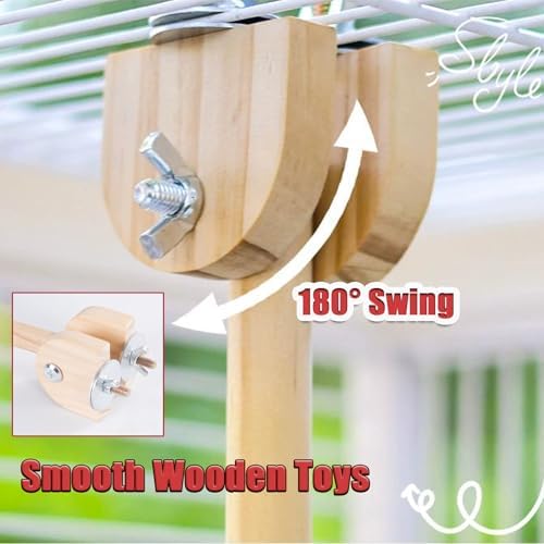 Bird Swing for Cage,Rust Sound Interactive Hanging Bird Toy Perch,Wooden Exercise Cockatiel Toys,Bird Cage Accessories Perch,Parrot Perch Stand for Conure,Budgie,Cockatiel,Lovebird,Canary,Finch