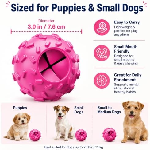 Treat Dispensing Dog Toy, Interactive Puzzle Ball for Puppies & Small Dogs | Interactive treat dispensing puzzle ball, dog brain toy keeps dogs engaged, supports slow feeding & mental stimulation