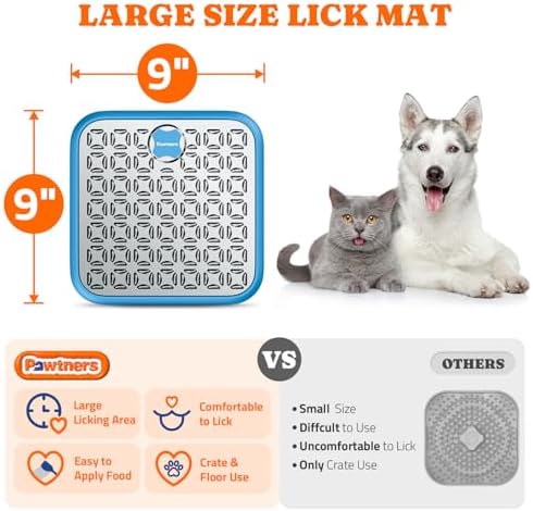 Pawtners Stainless Steel Large Lick Mat for Dogs, 2 Pack, Blue