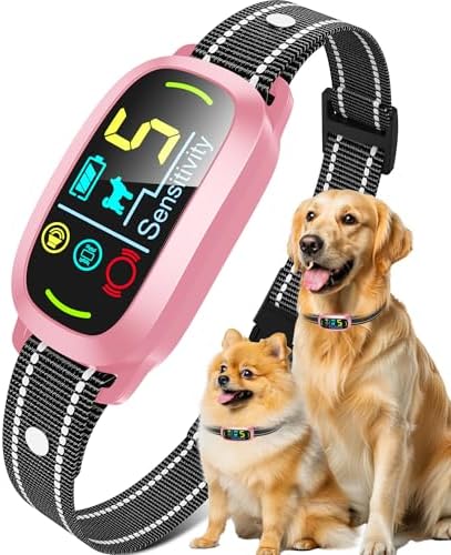 Bark Collar for Small Medium Large Dogs with 5 Training Modes, Pink | AI Bark Recognition, Effective Anti Barking Device with 5 Sensitivity Levels, Rechargeable IP67 Waterproof Anti Bark Collar