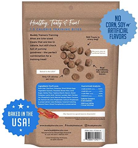 Buddy Biscuits Trainers Training Bites Soft & Chewy Dog Treats, Bacon, 10 oz. Pouch (Pack of 2)