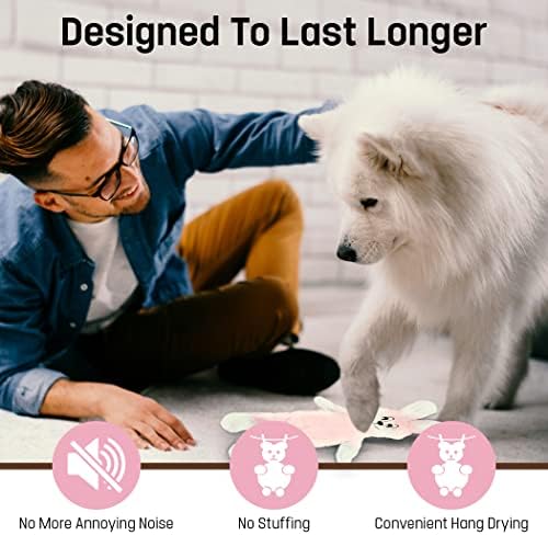 FGA MARKETPLACE Pink Rabbit Dog Toy Flat NO Stuffing NO Squeak, Funny Style Will Entertain Your Pet for Hours, Recommended for Small and Medium Dog 21 INCH Long