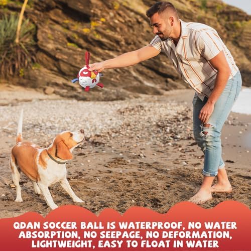 QDAN Small Puppy Dog Soccer Ball with Straps, Durable Herding Toys, 5 Inch