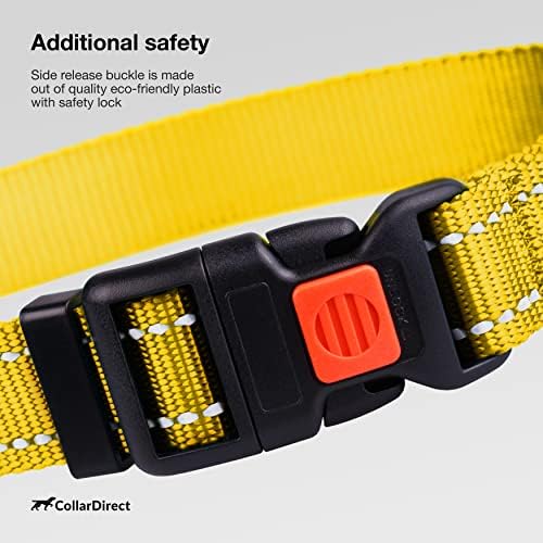 Reflective Dog Collar, Quick-Release Buckle (Yellow, 10-13 Inch)
