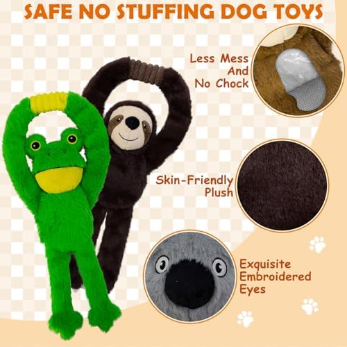 No Stuffing 5-Pack Dog Toys, Squeaky Plush with Crinkle for Medium Pets
