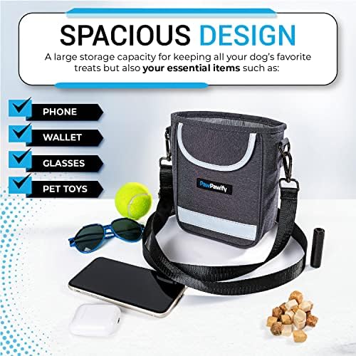 Dog Training Treat Pouch – Treat Bag for Dog Training with Built-in Poop Bag Holder – Waist Dog Training Pouch with Reflective Strips – Waterproof Fanny Pack for Dog Training