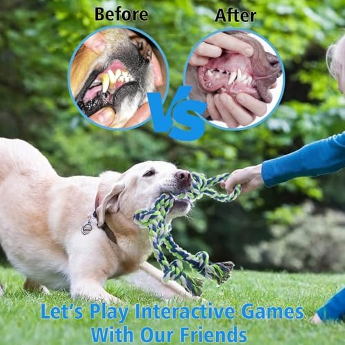 Rope Toy for Dogs，Large Dog Rope Toys for Aggressive Chewers, Heavy Duty Dog Toys for Large Medium Breed, Indestructible Tough Chew Toys Tug of War Dog Toy Cotton Rope for Teeth Cleaning