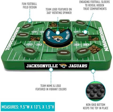 Pets First Jacksonville Jaguars NFL Dog Puzzle Toy, Large Size, Interactive Treat & Slow Feeding Toy