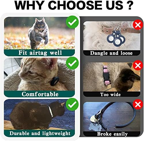 Airtag Cat Collar Breakaway, Cat Collar with Air Tag Holder, Blue | Safety Breakaway Buckle,Airtag Holder,Reflective Strip,Bell,Adjustable Size to Fit Different Cats kitten,Lightweight