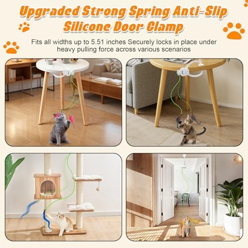 Automatic Interactive Cat Toy Rechargeable, Hanging Cat Toy, Cat Door Toy, Cat Enrichment Toys for Indoor Cats & Kitten, Doorway Electric Cat Teaser for Exercise, Boredom Relief & Fun Games