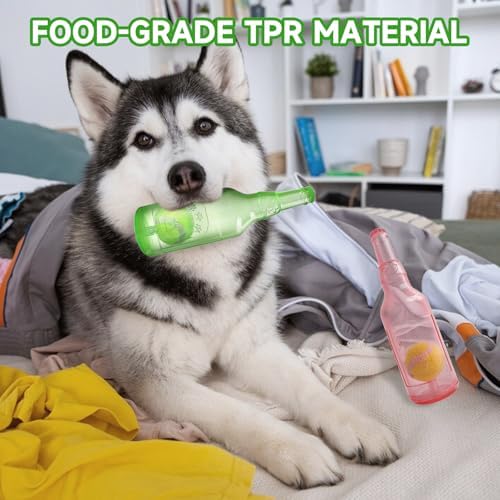 Water Bottle Dog Toy,Dog Toys for Aggressive Chewers,Water Bottle with Tennis Ball,Suitable for Small and Medium Pets to Exercise Outdoors(Green)