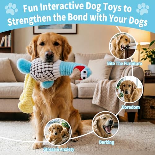 Blue Turkey Dogs Squeaky Plush Toys for Chewers