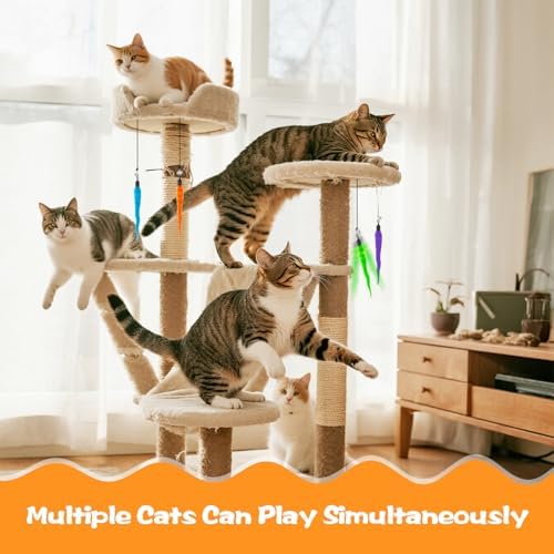 Kerros Fuzzy Worm Cat Wand Refills with Black String, 10 Pcs