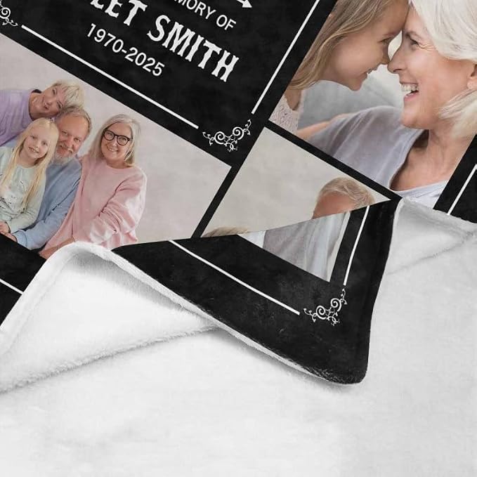 Custom Memorial Blanket with Photo - Sympathy Gift for Loss of Loved One