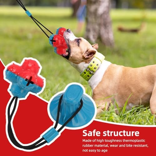 Dog Suction Cup Toy, Suction Cup Dog Toy Tug of War Food Dispensing Ball Play and Exercise Activity for Medium and Large Dogs Self Play Dogs Toys (2, Green)