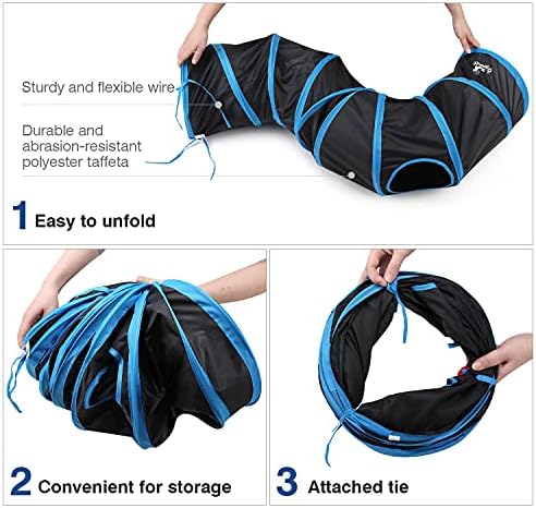 Pawaboo Cat Tunnel Tube S-Shaped, 25x97cm, Blue