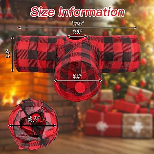 Rypet Guinea Pig Tunnel Hideout 3-Way Collapsible Small Pet Tubes, Red