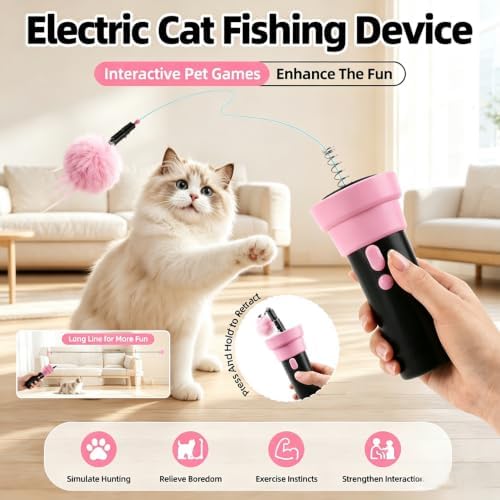 Kids and Cats Automatic Electric Cat Ball Toy Launcher Black and Pink