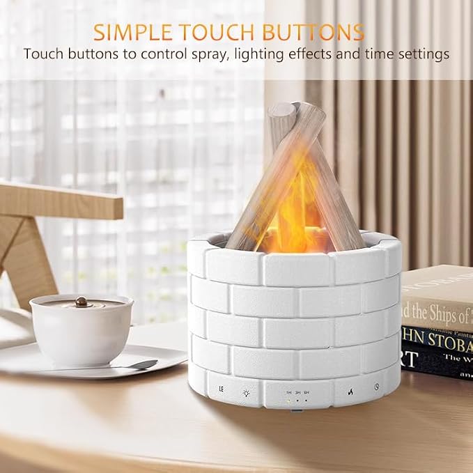 250ml Ultrasonic Fireplace Firewood Flame Fire Bonfire Aroma Diffuser Humidifier, Fake Fireplace Wood Campfire Nightlight Aromatherapy Oil Diffusers, Fall Winter Diffuser for Home Large Room Office