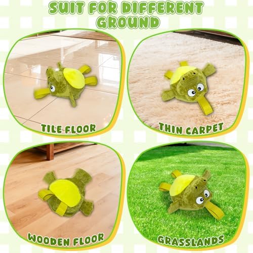 Plush Interactive Dog Toys, USB Rechargeable Jumping Squeaky Ball, Ideal for Keeping Puppy Busy Indoors, Motion Activated Balls for Medium/Large Dogs, Not for Aggressive Chewers (Crocodile)