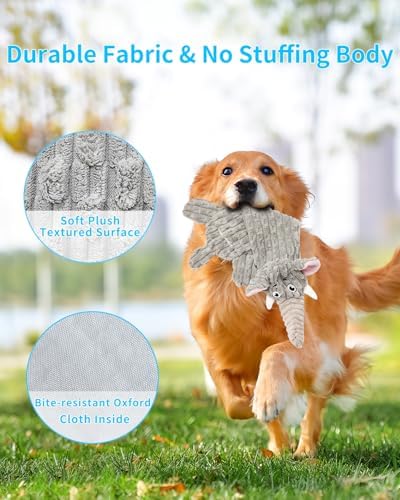 Dog Toys, Squeaky Plush No Stuffing Crinkle Dog Toy for Small Medium Large Dogs, Interactive Puppy Teething Water Bottle Dog Chew Toy (3 Pack)