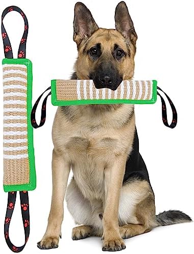 Clysoru Dog Tug Toy Tough Jute Bite Pillow Lasting Training Equipment Puppy to Large Dogs Interactive for Large and Small