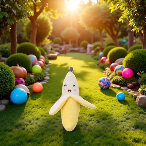 Plush Banana Dog Toy, Squeaky Stuffed Chew Toy for Small Medium Large Dogs, Puppy Boredom Toys，Squeeze Squeaker Puppy Dog Toys Plush Chew