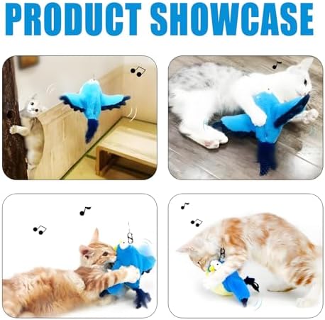 Yewmow Interactive Chirping Cat Toy,Flapping Wings Sound Toy
