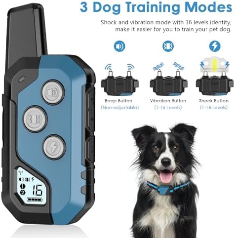 PIOUNS Shock Collar for Dogs, Dog Training Collar with Remote, 3 Modes