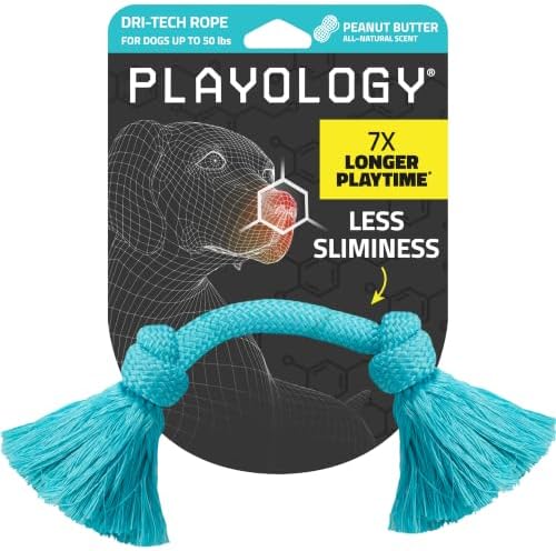 Playology Tug Rope Dog Toys for Medium Dogs - Medium, Peanut Butter Scent