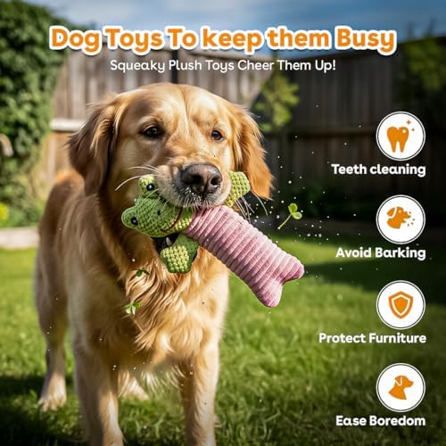 NatureTailsPaw Soft Dog & Cat Toy – Cute Squeaky Interactive Chew Toy for Puppies & Kittens, Durable Plush Teething Toy for Small, Medium & Large Breeds (Frog)