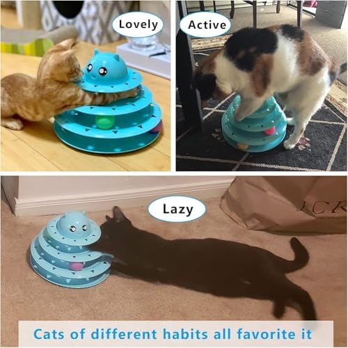 UPSKY Cat Toy Roller 3-Level Turntable Cat Toys with Six Colorful Balls | Puzzle Kitten Toys, Sturdy Structure, Detachable Design, Easy to Assemble, Anti-Slip, Reduces Boredom for Indoor Cats